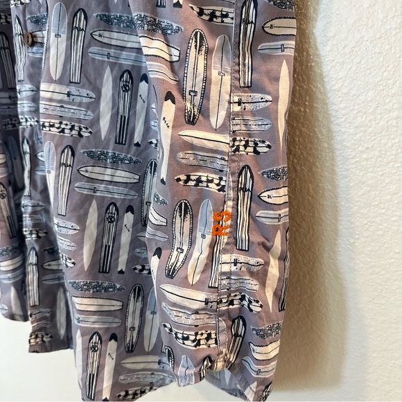 Reyn Spooner Hawaiian Print Button Collared Short Sleeve, Surf Design, Grey - Picture 2 of 4